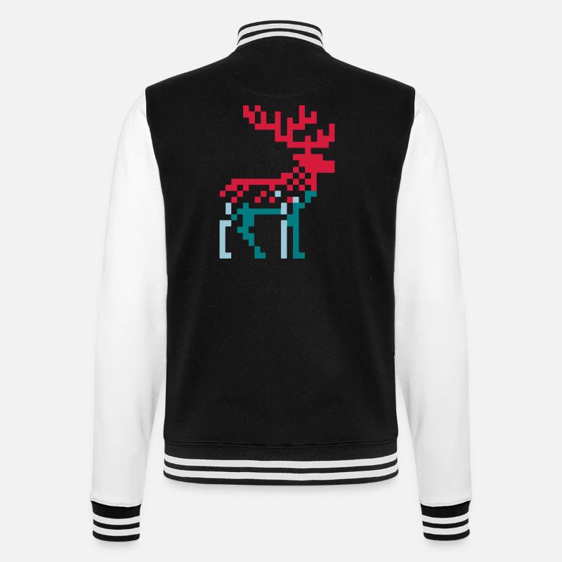 PixelDasher : Design de renne rétro - Veste Teddy - noir/blanc