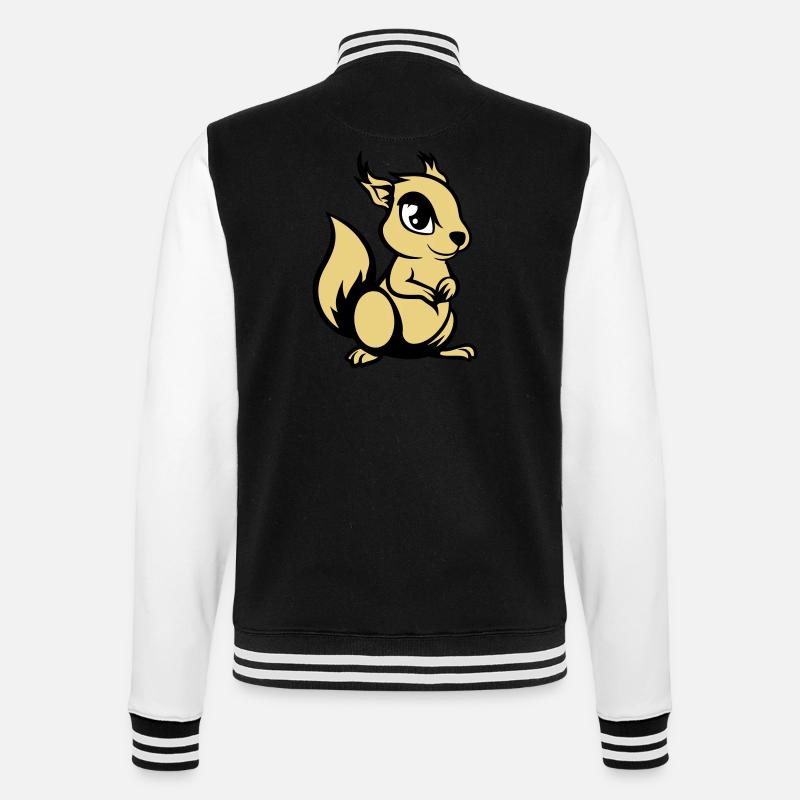 Squirrel Comic Animal - College Sweat Jacket - black/white