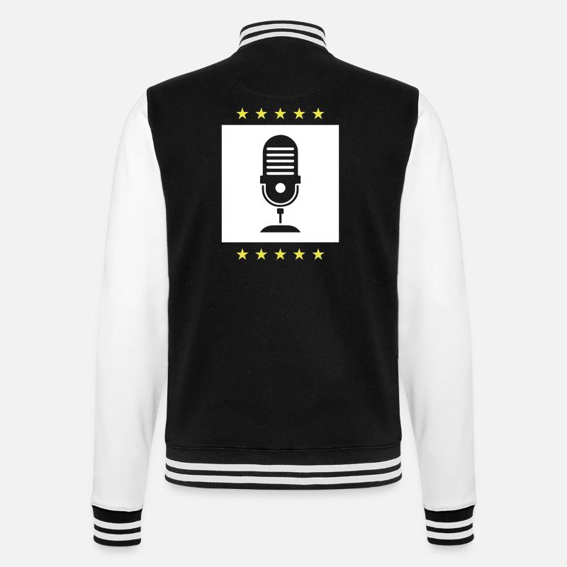 Podcast Logo Mikrofon - College-Sweatjacke - Schwarz/Weiß