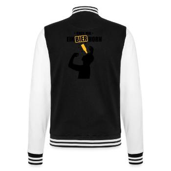 Ein Bierhorn - Malle T-Shirt - Mallorca Crew Shirt - College-Sweatjacke - Schwarz/Weiß - Hinten - Marisol (170cm)