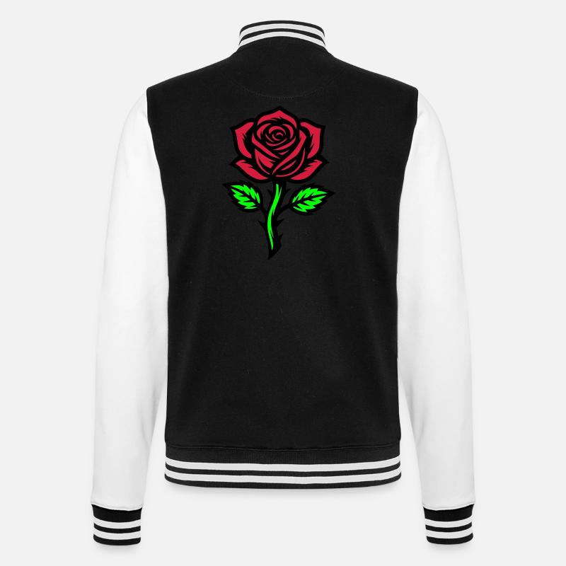 Rose Blume Symbol - College-Sweatjacke - Schwarz/Weiß