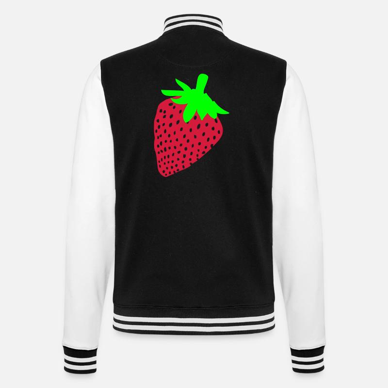 Erdbeere - College-Sweatjacke - Schwarz/Weiß