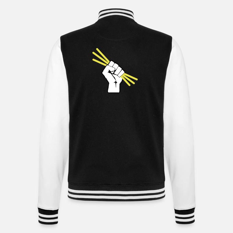 Leuchtstäbchen - Knicklicht - Faust - College-Sweatjacke - Schwarz/Weiß