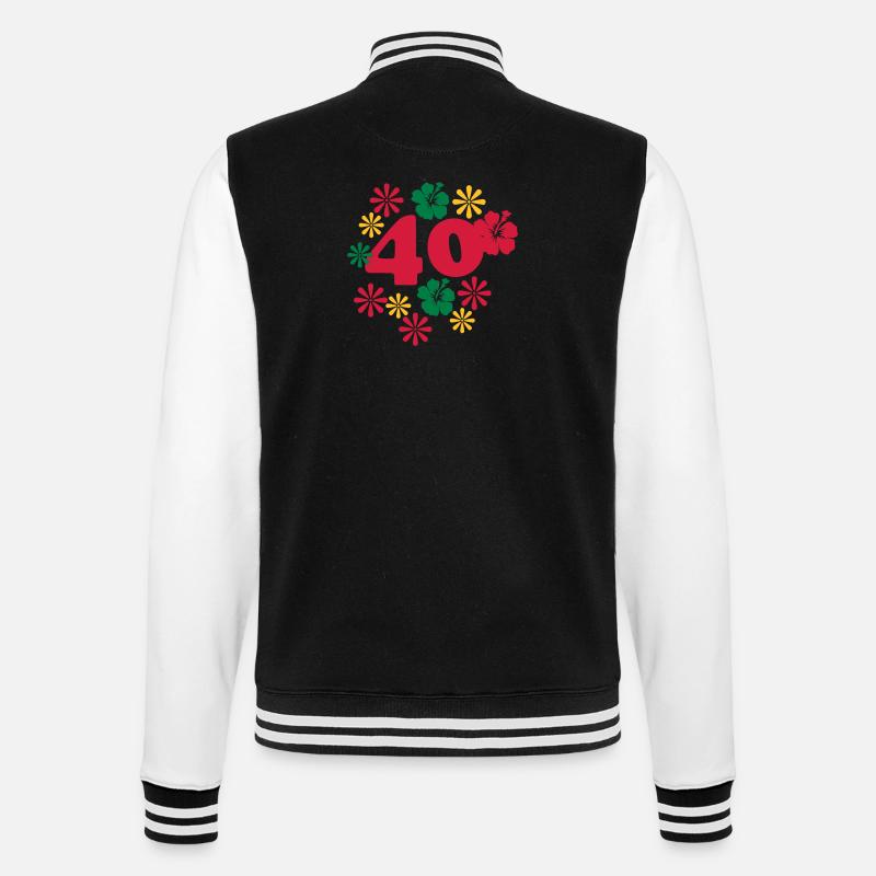 40 blumen - College-Sweatjacke - Schwarz/Weiß