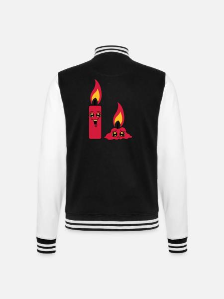 2 kerzen team paar lustig traurig abgebrannt comic - College-Sweatjacke - Schwarz/Weiß