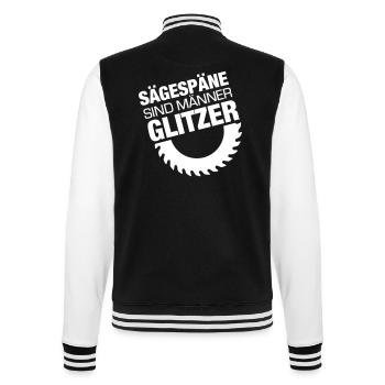 Sägespäne Männer Glitzer Schreiner Heimwerker Papa - College-Sweatjacke - Schwarz/Weiß - Hinten - Marisol (170cm)