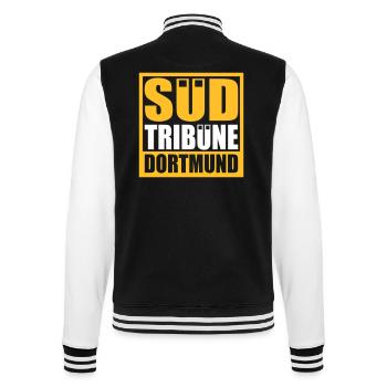 Südtribüne Dortmund | Farbe änderbar - College-Sweatjacke - Schwarz/Weiß - Hinten - Marisol (170cm)
