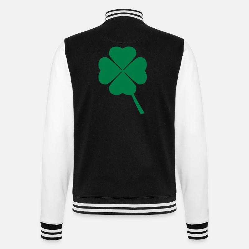 Kleeblatt mit 4 Blättern - College-Sweatjacke - Schwarz/Weiß