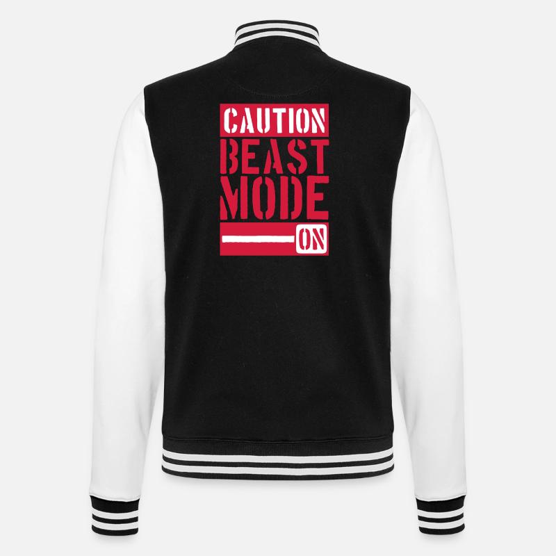Caution Beast Mode On - College Sweat Jacket - black/white