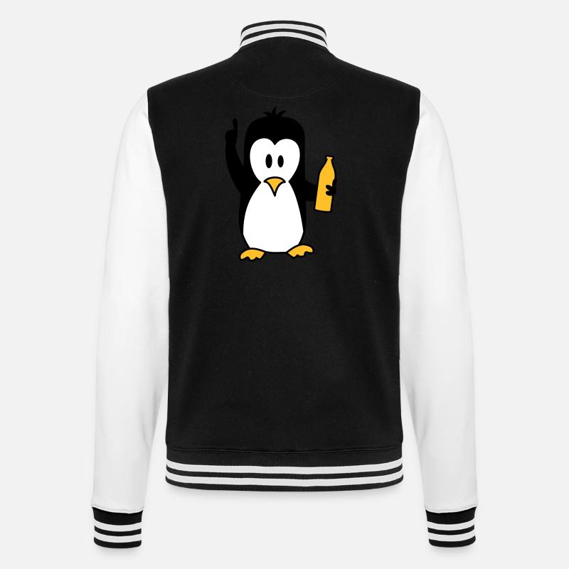 Drunk drinking beer party Penguin - College Sweat Jacket - black/white