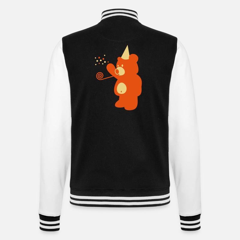 Party Bär wirft Konfetti | www.spassprediger.de - College-Sweatjacke - Schwarz/Weiß