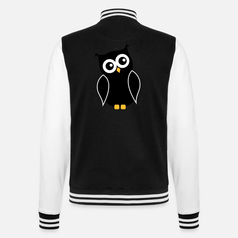 Eule01 - College-Sweatjacke - Schwarz/Weiß
