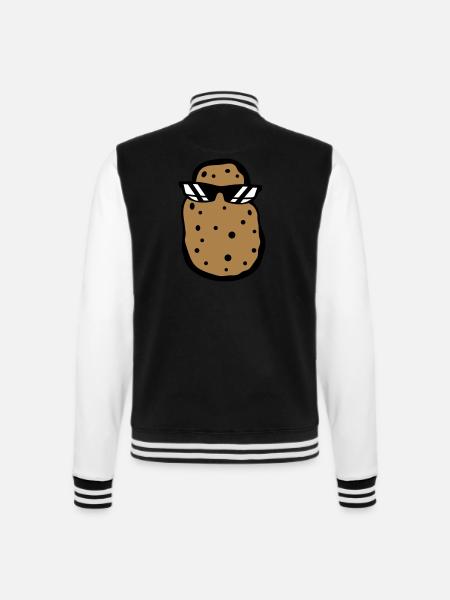 sonnenbrille cool kerl kartoffel essen lecker koch - College-Sweatjacke - Schwarz/Weiß