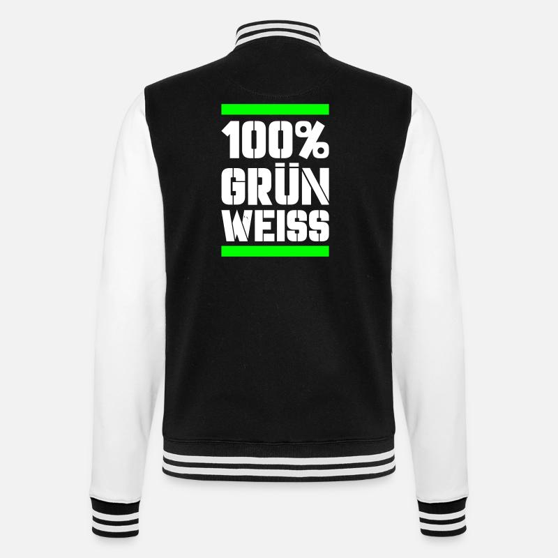 100 grün weiss - College-Sweatjacke - Schwarz/Weiß
