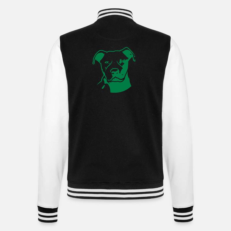 pitbull_head_front - College Sweat Jacket - black/white