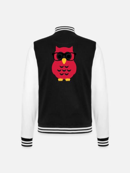 Eule - College-Sweatjacke - Schwarz/Weiß