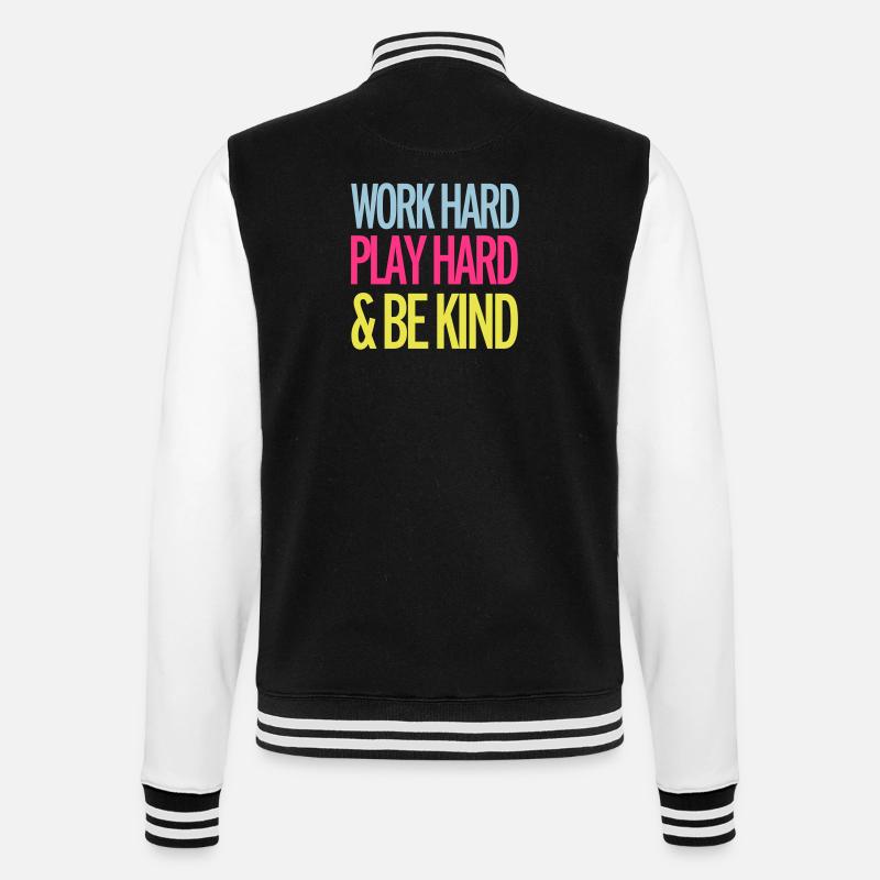 Work Hard - College Sweat Jacket - black/white