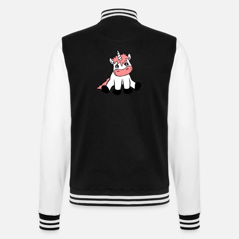 Sitzendes niedliches Einhorn - College-Sweatjacke - Schwarz/Weiß