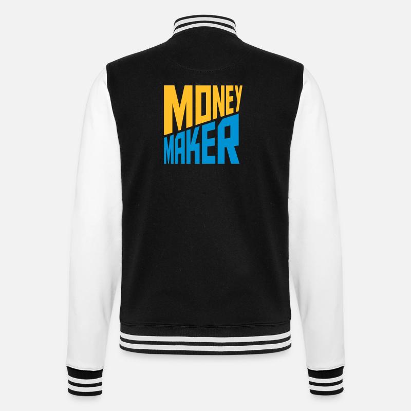 Text Money Maker Erfolgreich - College-Sweatjacke - Schwarz/Weiß