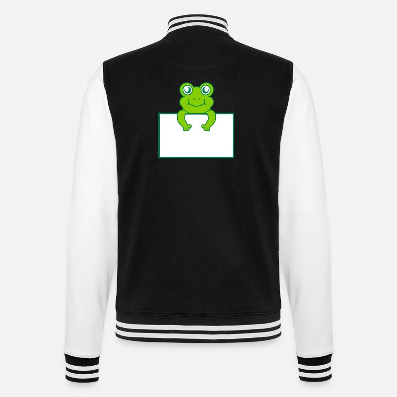 Text present frog shield - College Sweat Jacket - black/white