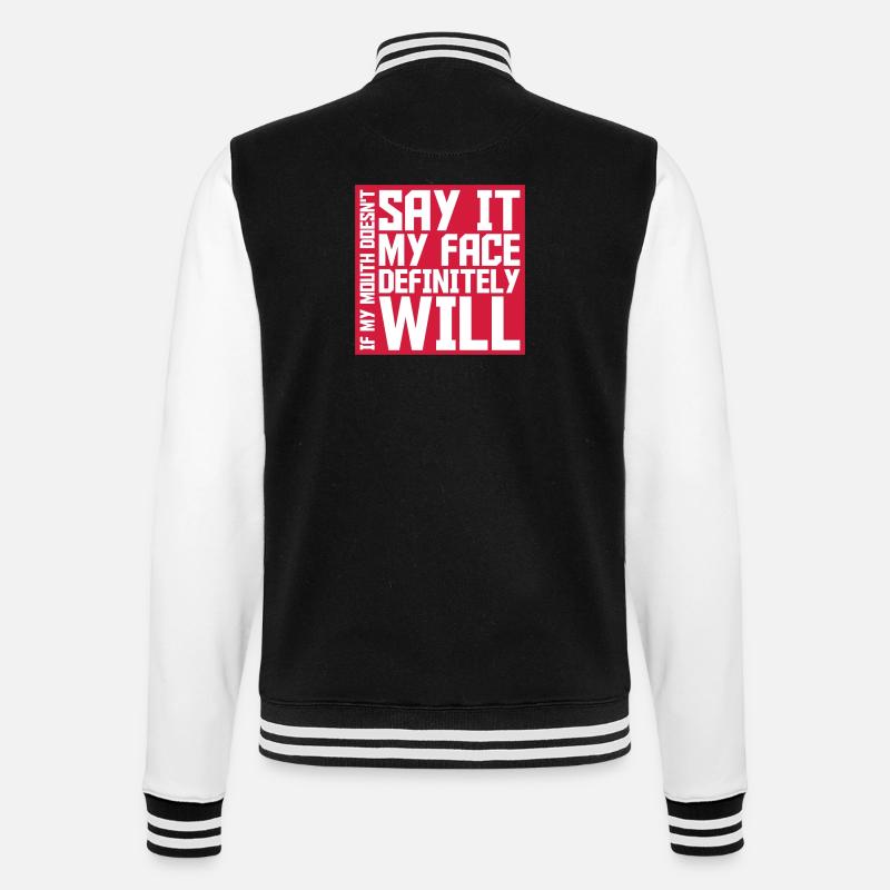 my face definitely will - College Sweat Jacket - black/white