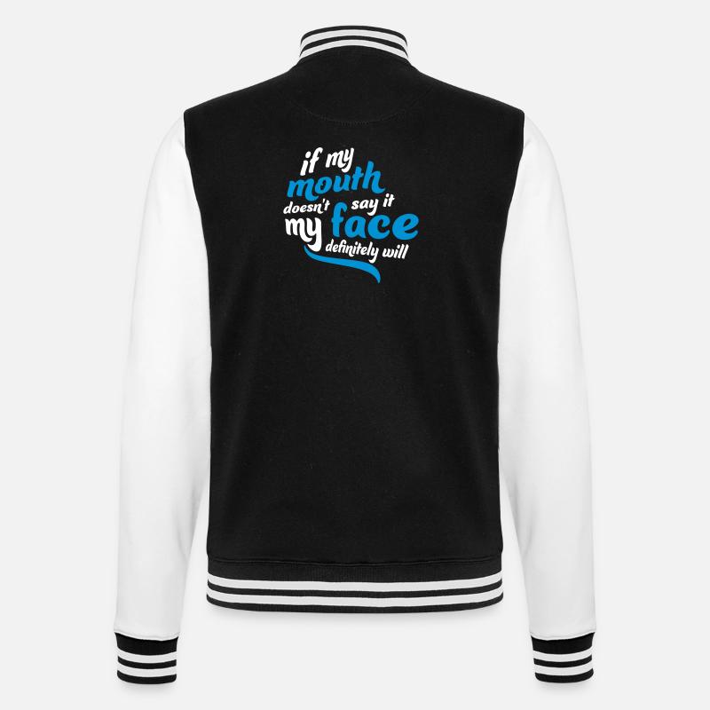 my face definitely will - College Sweat Jacket - black/white