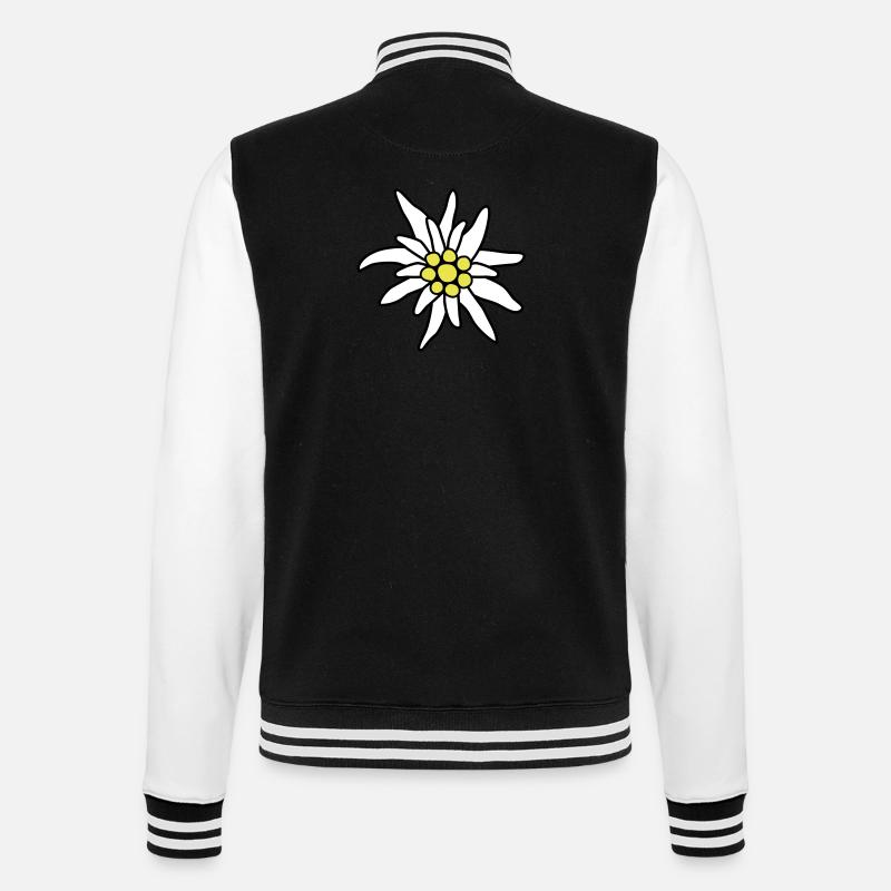 Blüte, Edelweiß - College-Sweatjacke - Schwarz/Weiß
