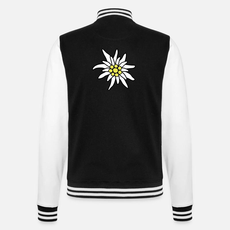 Edelweiß Blüte - College-Sweatjacke - Schwarz/Weiß