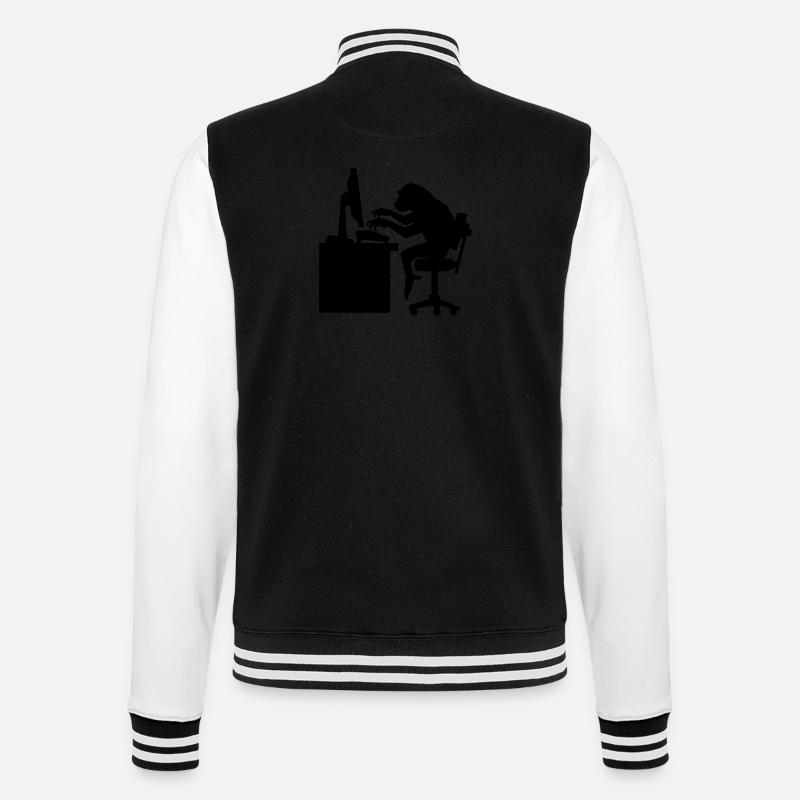 Monkey on Computer - College Sweat Jacket - black/white