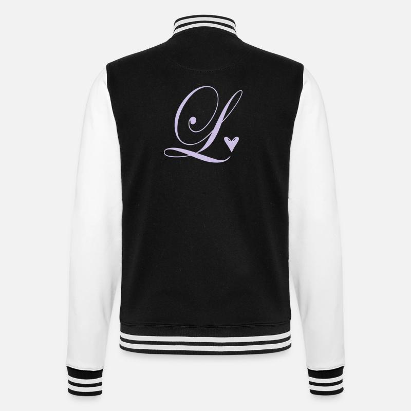 Monogramm L Herz Ranke - College-Sweatjacke - Schwarz/Weiß