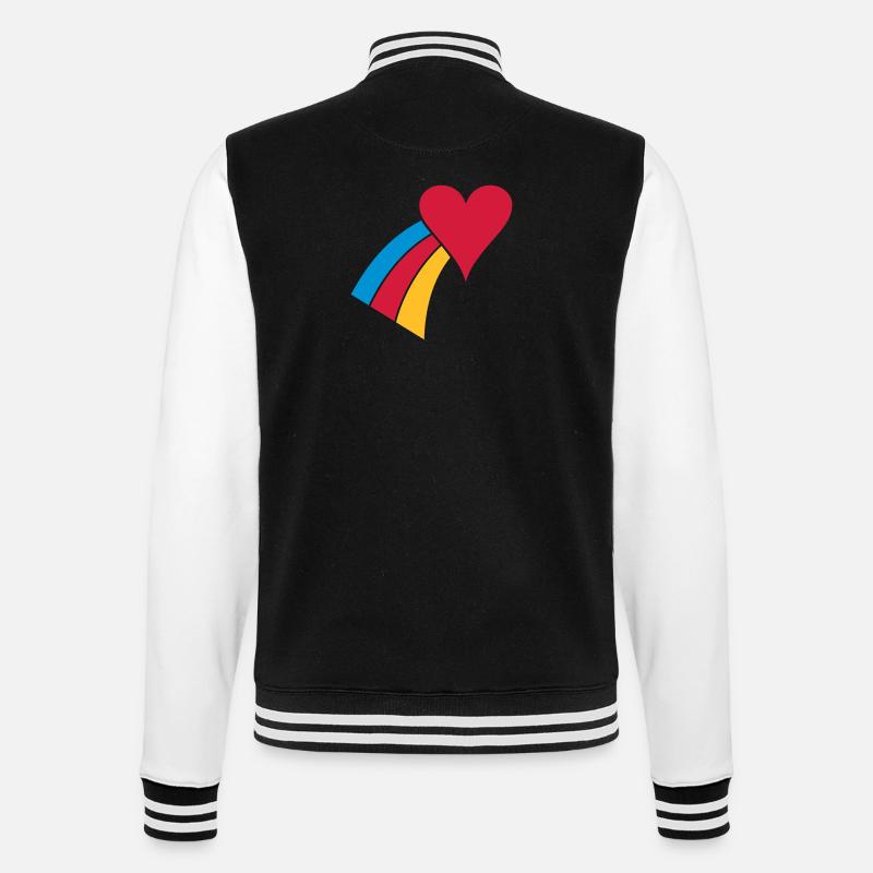 Regenbogenherz - College-Sweatjacke - Schwarz/Weiß