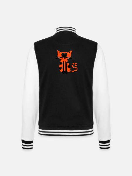 Katze - College-Sweatjacke - Schwarz/Weiß
