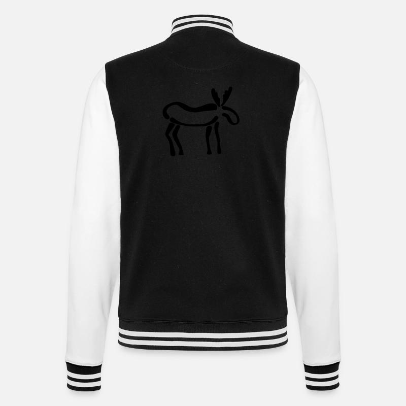 Elch - College-Sweatjacke - Schwarz/Weiß