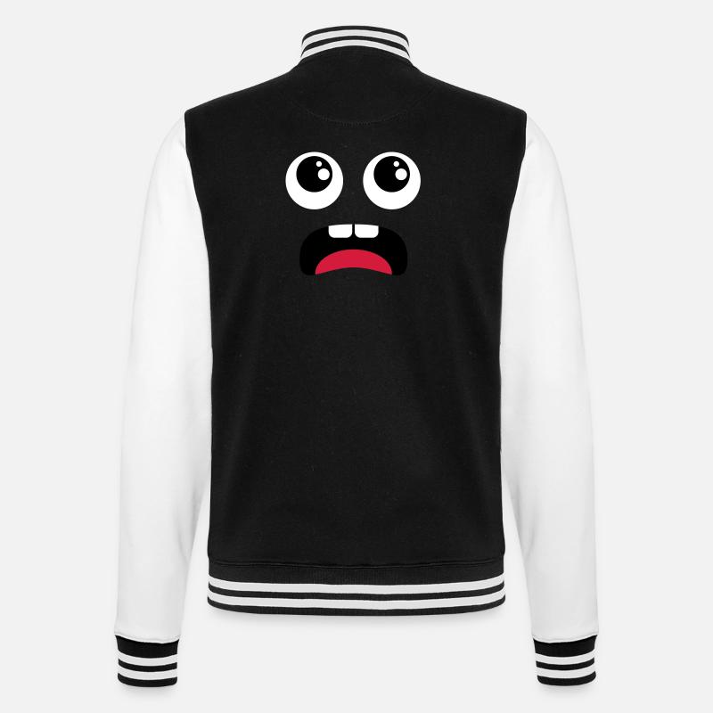 Terrified face - Comic - College Sweat Jacket - black/white