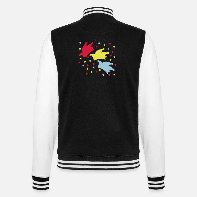 Narrenkappe / Konfetti / Fasching - College-Sweatjacke - Schwarz/Weiß