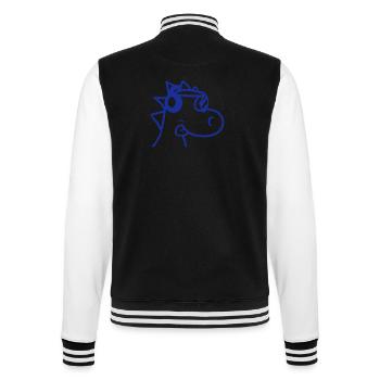 Cool DJ Dino Gesicht Dinosaurier Party Kopf Spaß - College-Sweatjacke - Schwarz/Weiß - Hinten - Marisol (170cm)