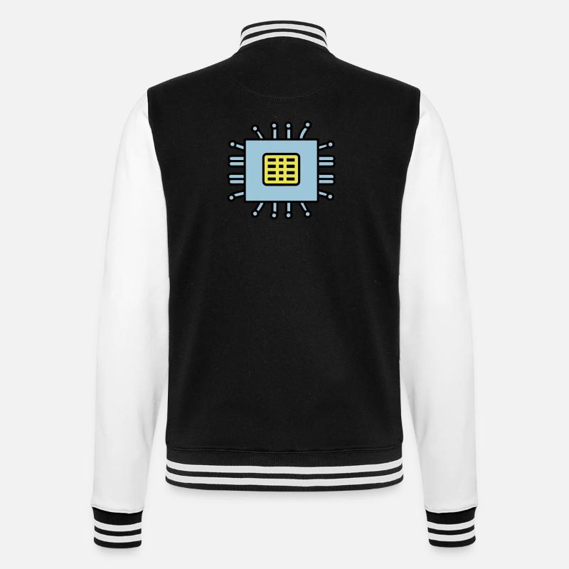 Digital Computer Chip Icon - College Sweat Jacket - black/white