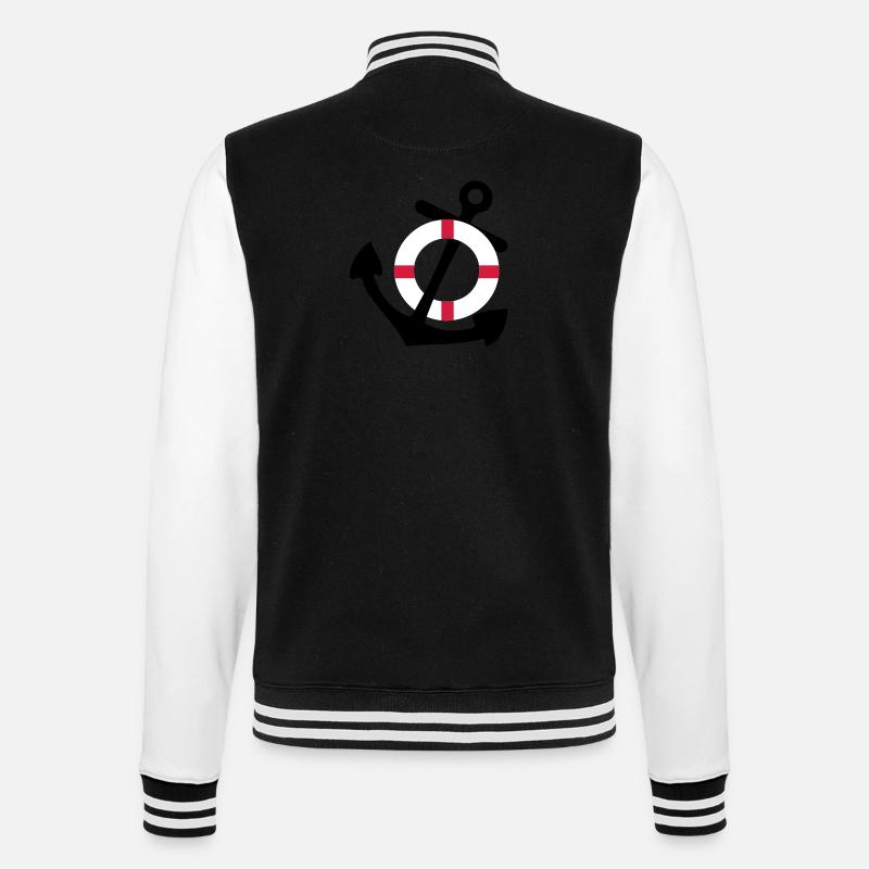 Anker mit Rettungsring - College-Sweatjacke - Schwarz/Weiß
