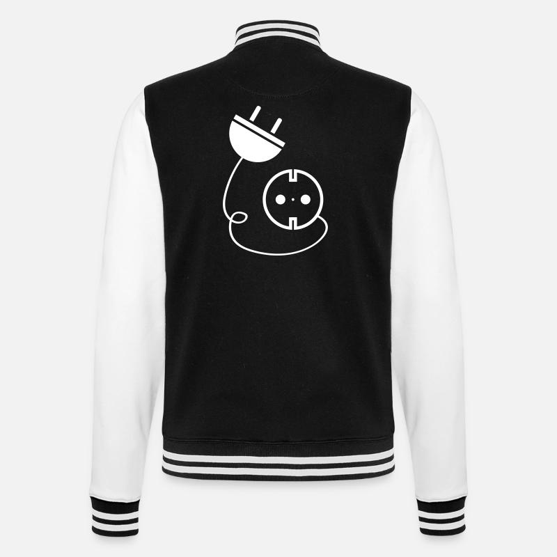 Steckdose Logo Strom Elektriker - College-Sweatjacke - Schwarz/Weiß