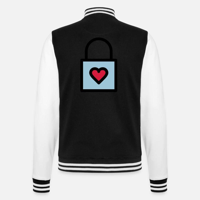 Vorhängeschloss, Liebesschloss - College-Sweatjacke - Schwarz/Weiß