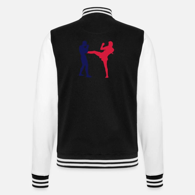 Muaythai front kick - College-Sweatjacke - Schwarz/Weiß
