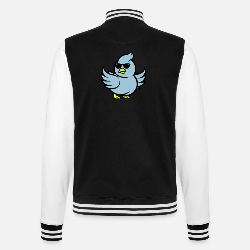 taube comic sonnenbrille - College-Sweatjacke - Schwarz/Weiß