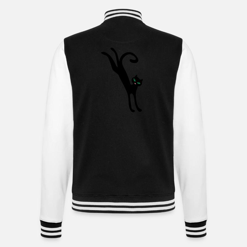Retro springende Katze - College-Sweatjacke - Schwarz/Weiß