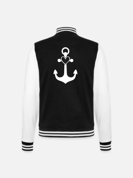 anker herz symbol - College-Sweatjacke - Schwarz/Weiß