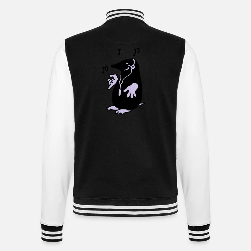 Maulwurf mit MP3-Man - College-Sweatjacke - Schwarz/Weiß