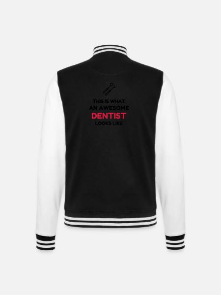 Zahnarzt / Zahnärztin / Zahn / Zahnmedizin - College-Sweatjacke - Schwarz/Weiß