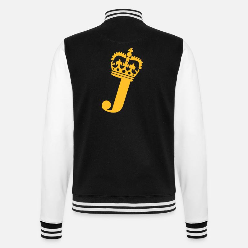 J - Letter - Name - College Sweat Jacket - black/white