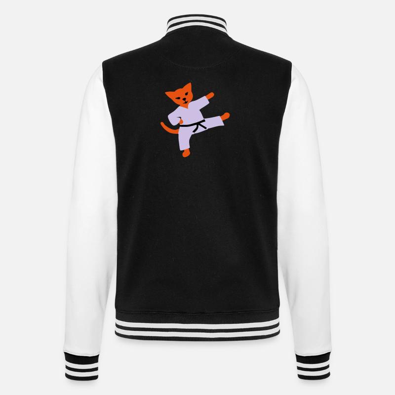 taekwondo cat - College Sweat Jacket - black/white