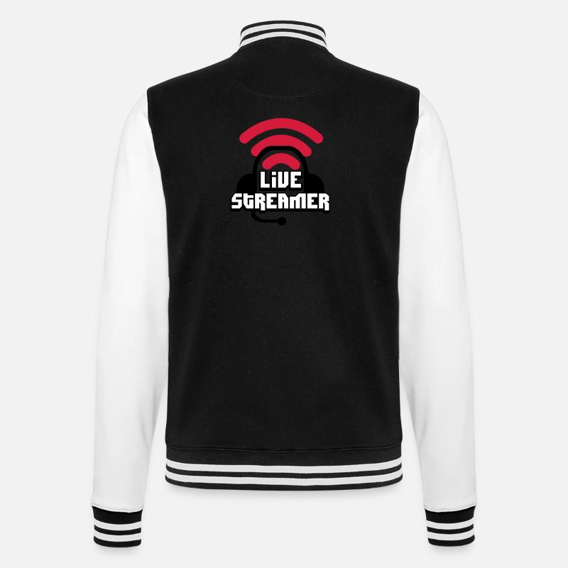 Live Streamer - College-Sweatjacke - Schwarz/Weiß