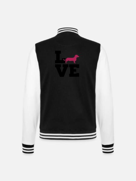 Dackel - College-Sweatjacke - Schwarz/Weiß